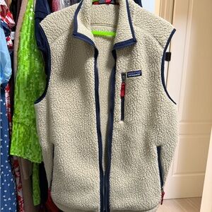 Patagonia Cream and Blue Fleece Vest